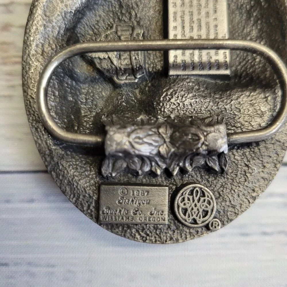 Siskiyou Buckle Co Eagle American  Belt Buckle Silver‎ Pewter Tone Metal 1987